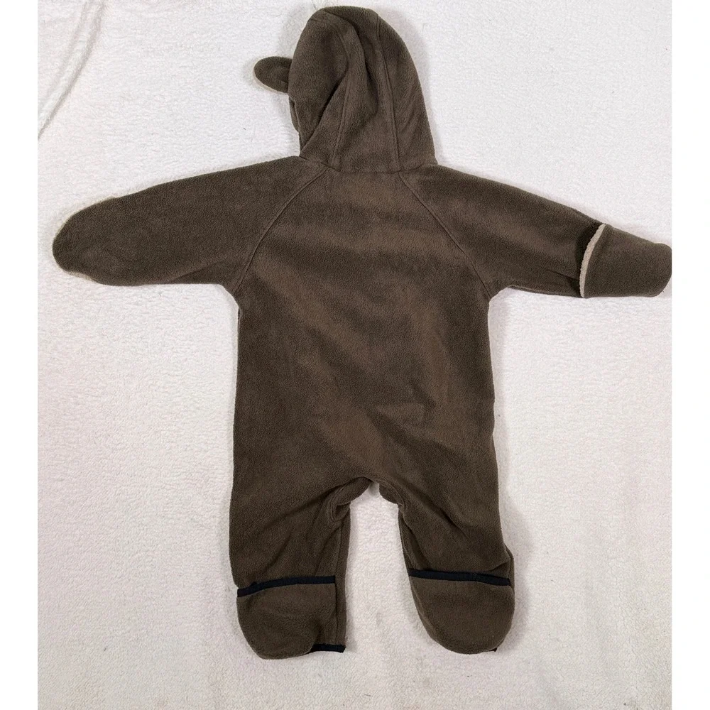 Columbia Infant Fleece Bunting Brown Bear Ear Hooded One Piece Suit 12 Months